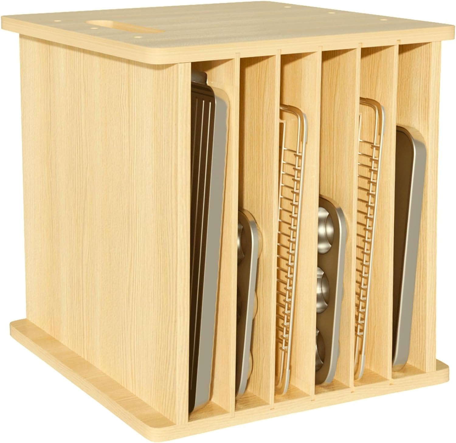 Sawjut 7 Tier Wooden Tray Dividers for Cabinets Cookie Sheet Organizer for Pot, Pans, Baking Tray Organizer for Kitchen Documents Storage(20" W x 16.5" H x 15.2" D)