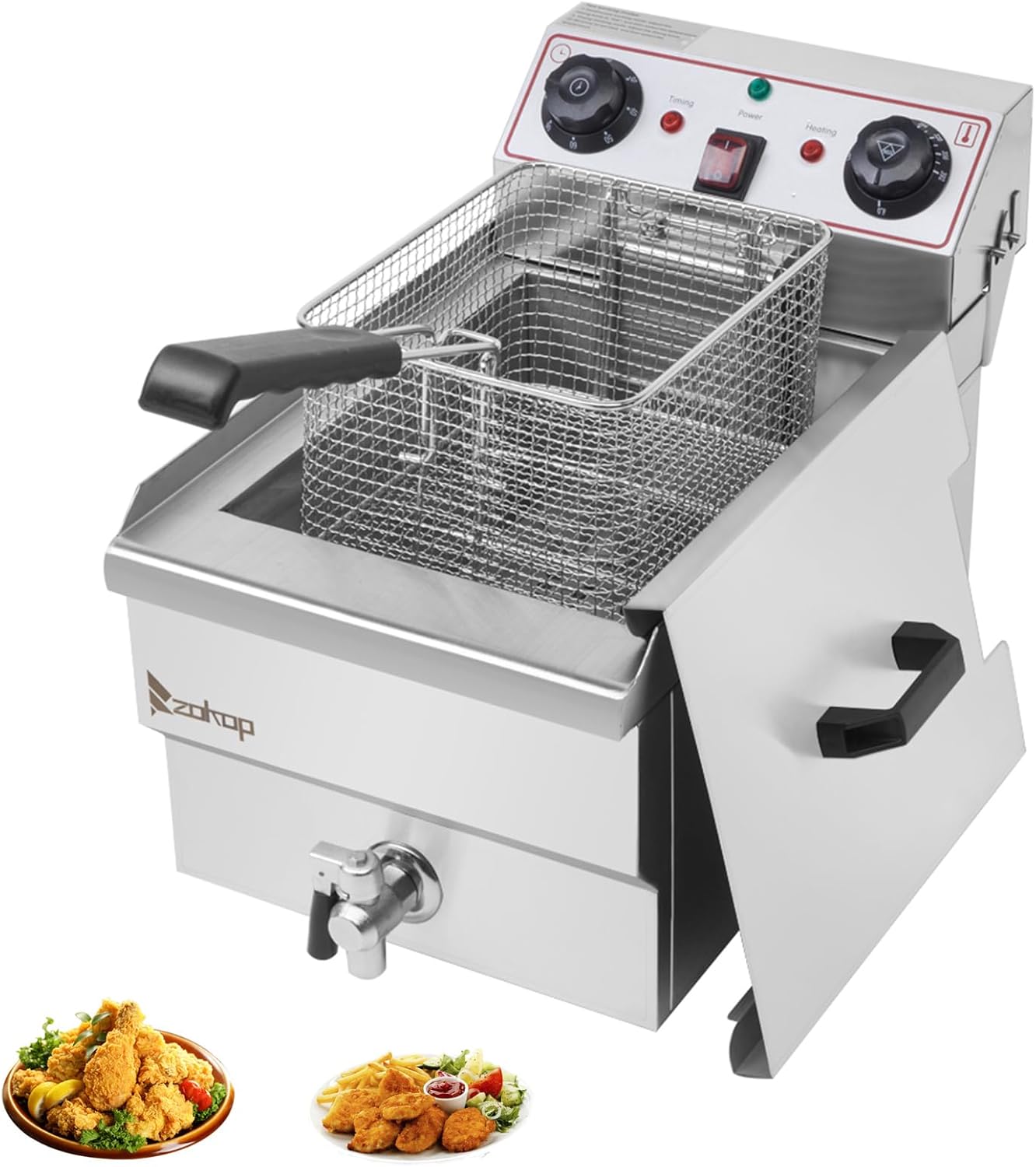 12.5QT\/12L Electric Deep Fryer with Basket and Lid, 1700W Electric Fryer with Adjustable Temperature & Timer, Stainless Steel Countertop Oil Fryer for French Fries, Onion Rings, Donuts