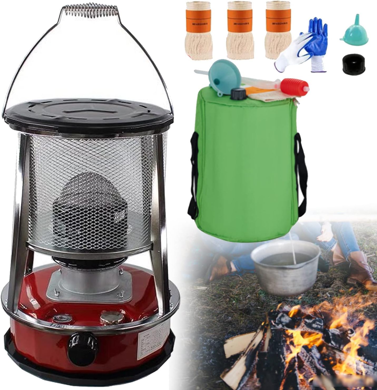 Kerosene Oil Heater, Portable Kerosene Stove Heater Picnic Hiking Burner Field Heater Kitchen Furnace Iron Sheet Oil Heater Outdoor Camping (4.6L),A