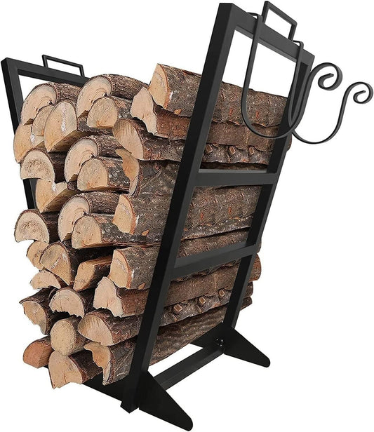 Outdoor & Indoor Firewood Rack, Heavy Duty Metal Wood Log Holder For Fireplace, Patio, Yard Lumber Storage