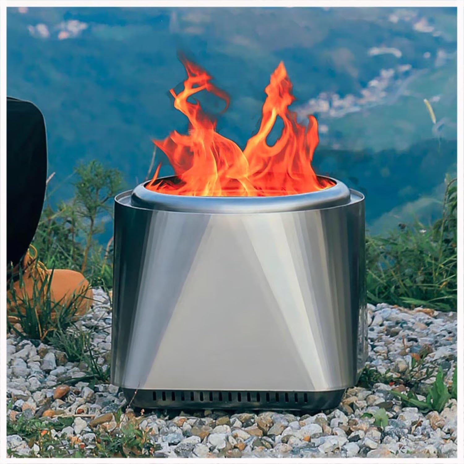 Outdoor Fire Pit Barrel Portable Stainless Steel Incinerator fire Ring Design for Bonfire BBQ & Yard Waste Wood-Burning Stove & Carbon Heater for Camping Garden & Patio Cooking Heating & Outdoor Use