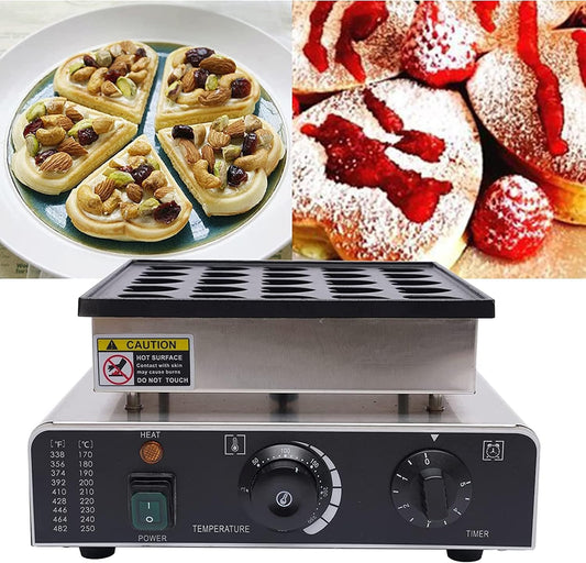Mini Muffin Machine 25 Holes Heart Shaped Waffle Maker 850W Commercial Waffle Maker Baker Machine,Stainless Steel Pancakes Making Baking Machine,for Breakfast Lunch Snacks