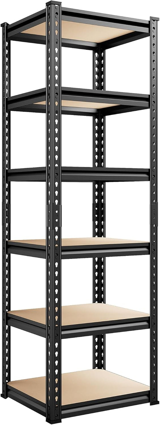 REIBII Storage Shelves 6 Tier Garage Shelving Heavy Duty Metal Shelving Loads 2250LBS Adjustable Metal Shelves for Garage Pantry Closet Kitchen Basement 16" W x 16" D x 72" H