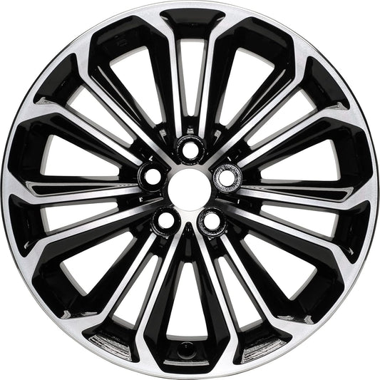 New 17x7" 17 Inch Black and Machined Aluminum Alloy Wheel Rim Fits Toyota Corolla S, 2014 2015 2016 | ALY75152U45N | Direct Fit - OE Stock Specs