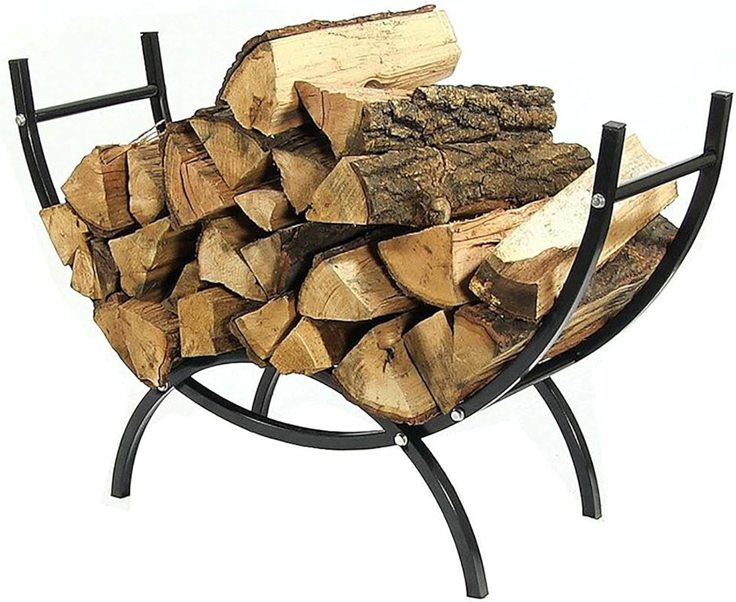 Portable Arched Firewood Rack for Kindling Wood Storage with Oval Base, Heavy Duty Log Rack Fireplace Accessories