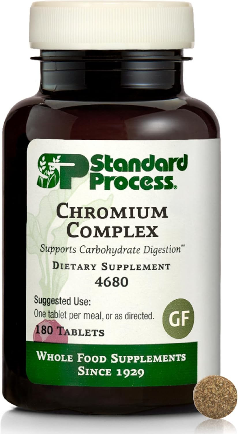 Standard Process Chromium Complex - Supplement for Digestive Health Support - Contains Niacin, Chromium & Vitamin A - Gluten-Free, Non-Dairy & Non-Soy - 180 Tablets (180 Servings)