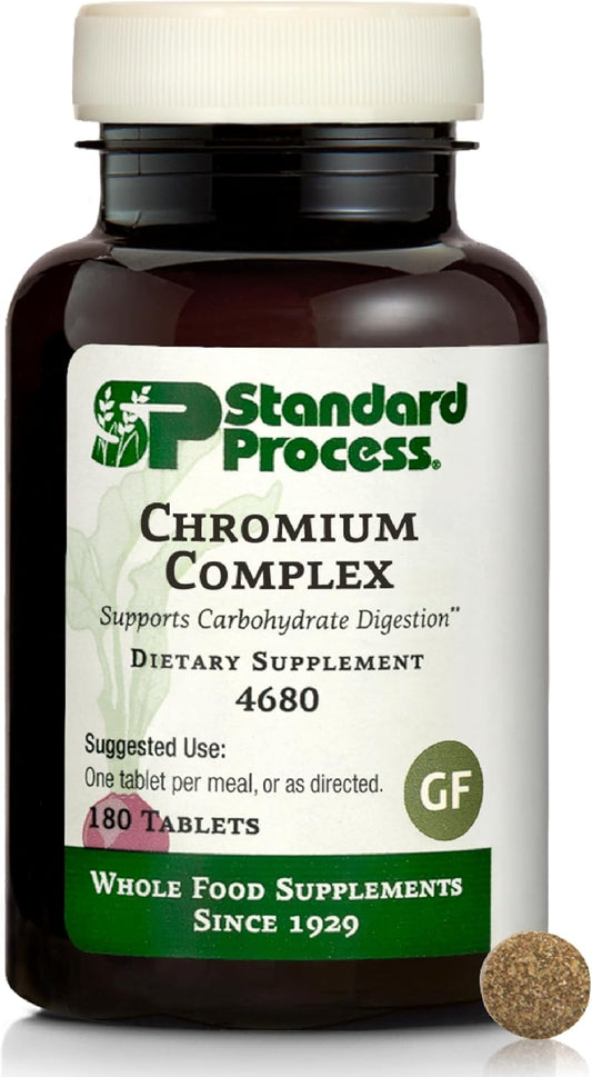 Standard Process Chromium Complex - Supplement for Digestive Health Support - Contains Niacin, Chromium & Vitamin A - Gluten-Free, Non-Dairy & Non-Soy - 180 Tablets (180 Servings)