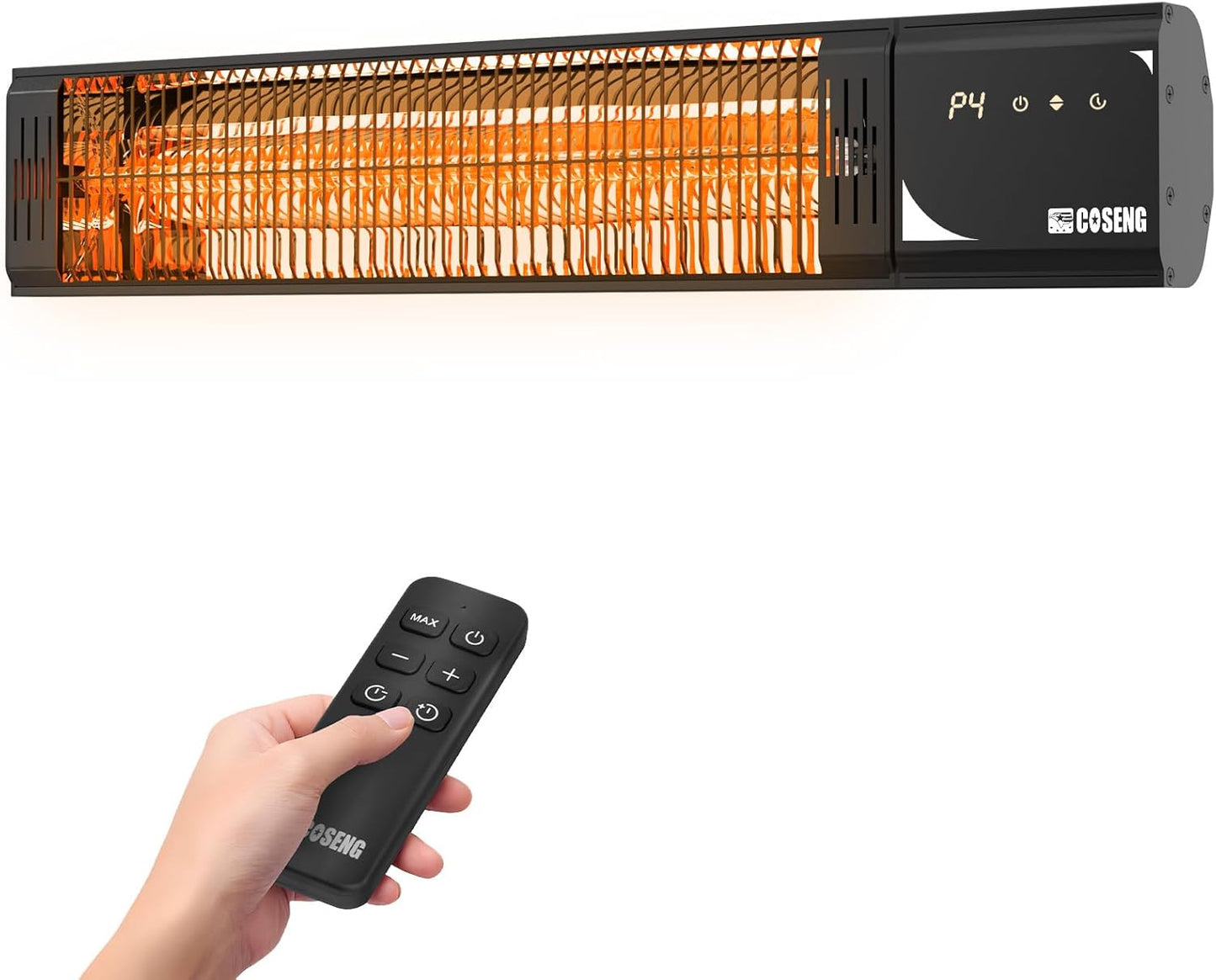 Outdoor Heaters for Patio 1500W, 3s Rapid Heating, IP65 Waterproof, 4 Heat Levels, 24H Timer & Memory Function, Touchscreen Electric Infrared Heater for Backyard, Garage, Deck, Black