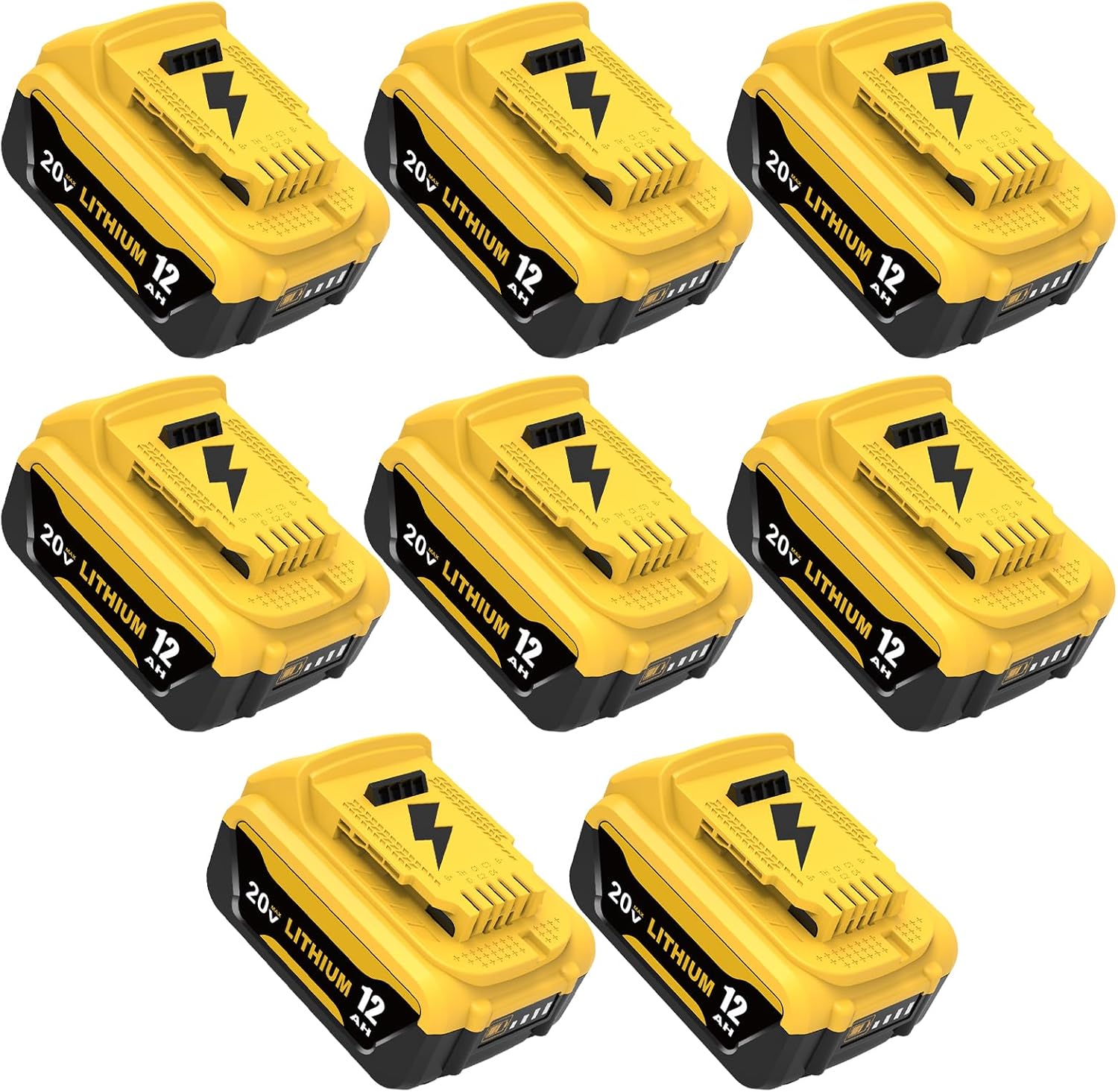 Ibanti 8 Packs 12000mAh Replacement for Dewalt 20V Max Battery Compatible with Dewalt 20V Battery DCB208 DCB209 DCB207 DCB206 DCB204 DCB203 DCB201 DCB200 DCD\/DCF\/DCG Series Cordless Tools