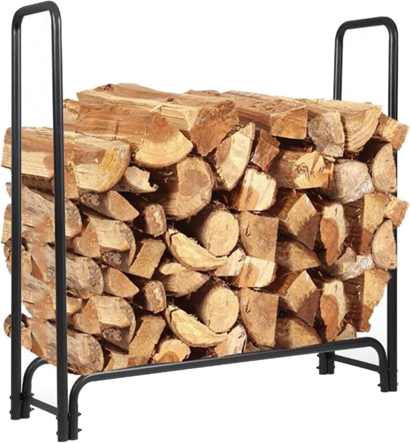Heavy Duty Steel Firewood Rack, Wrought Iron Log Holder For Indoor & Outdoor Fireplace, Patio & Yard Wood Storage