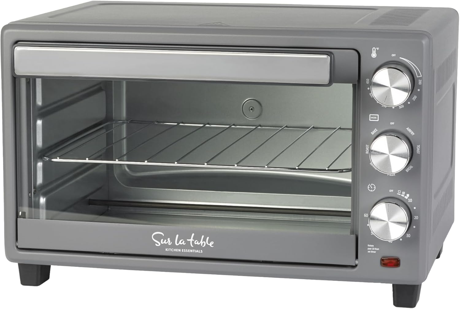 SUR LA TABLE KITCHEN ESSENTIALS Multifunctional Air Fryer Toaster Oven with Large Window for Easy Viewing, Designed with 7-Presets - Air Fry, Bake, Roast, Broil and Toast in Minutes, 1500w