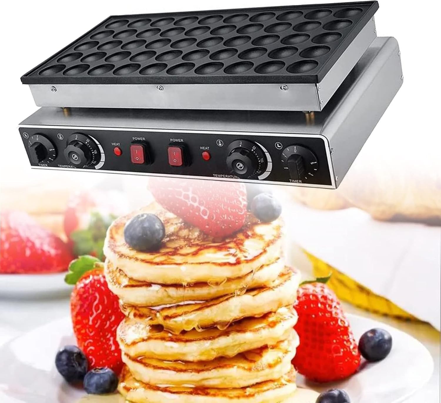 Hotcake Machine Mini Pancake Baker Gas 50 Holes Sandwich Cake Commercial Biscuit Dutch Poffertjes Grills Waffle Maker