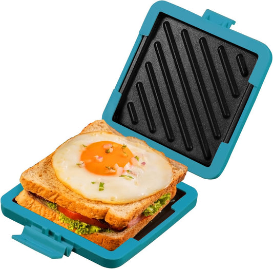 MKYSAIL Toaster,Microwave Toaster, Sandwich Maker, Panini Maker, Dishwasher Safe,NO Electricity,Wireless,Time Saving,Fast,Toastie Safe in Microwave Oven(Blue, Microwave Sandwich Maker)