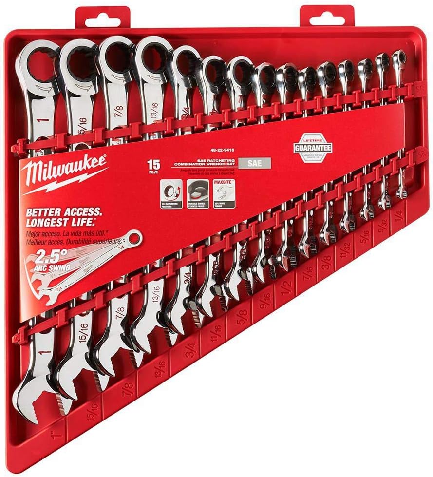 Milwaukee Electric Tools MLW48-22-9416 Ratcheting Combination Wrench Set - SAE