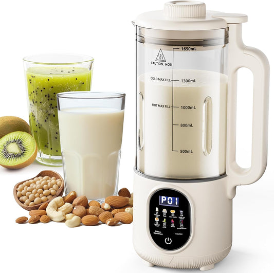 Upgraded 55oz Nut Milk Maker Machine (Extra Large),10-in-1 Automatic Soy Milk Maker with 20 Blades, Homemade Plant-Based Oat, Almond Milk Maker with Auto Clean\/DelayStart\/BoilWater\/Keep Warm,5-6 Cups