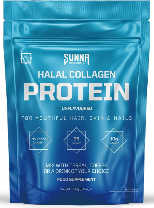 Halal Bovine Collagen Protein Powder for Hair Skin Nails and Joints - Type (I, III) Hydrolysed Premium Bovine Collagen Peptides for Women and Men | Gluten Free | Unflavoured