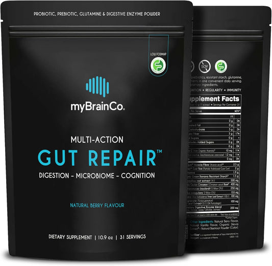 Gut Repair – Gut Health & Digestion Support Powder for IBS, Bloating, Reflux & Leaky Gut – Low FODMAP Certified with Probiotics, Prebiotics, Enzymes & Glutamine – 310g