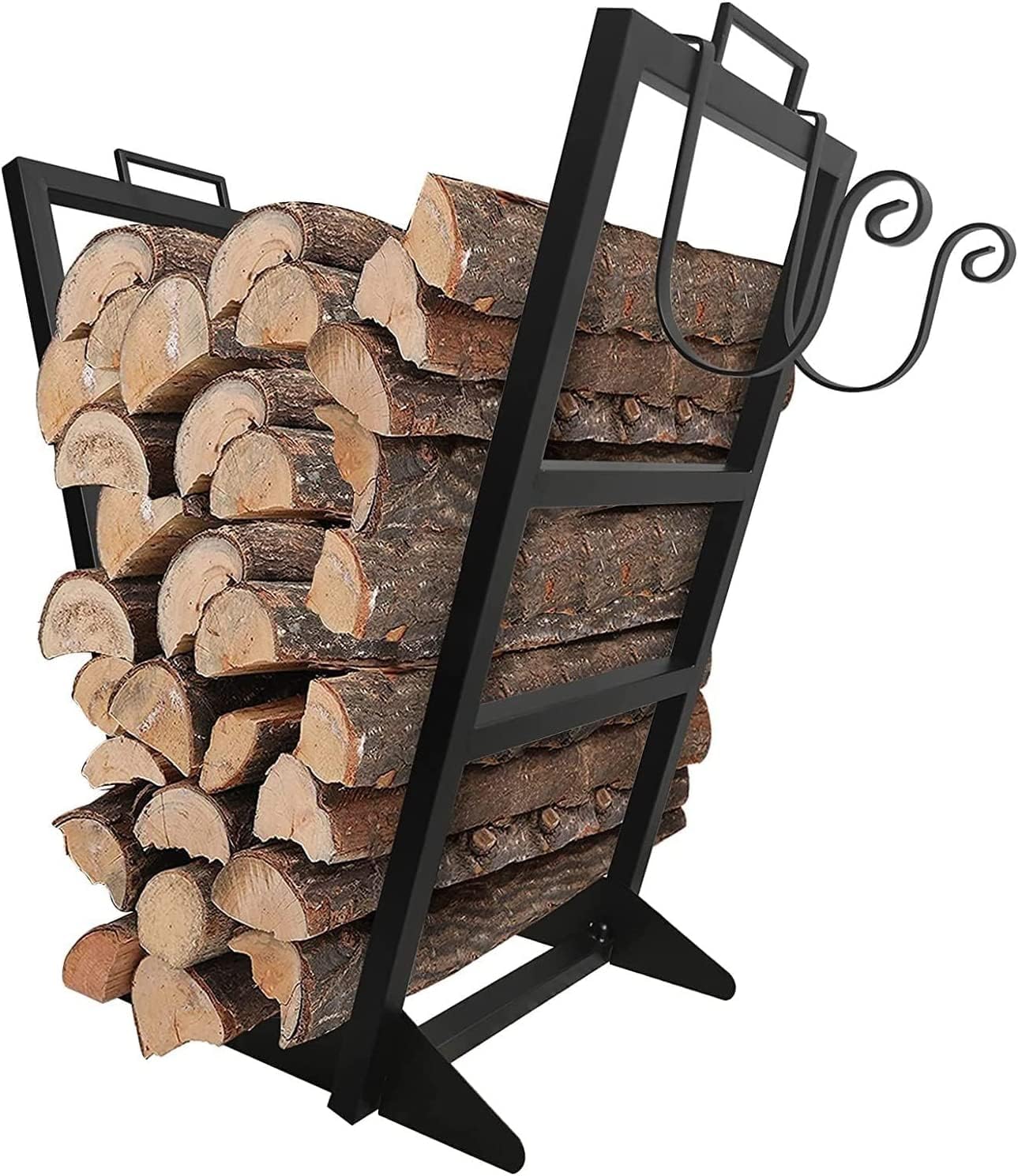 Outdoor Fireplace Firewood Rack Firewood Holder Firewood Rack Indoor Metal Wood Rack for Firewood Heavy Duty Logs Holder for Outdoor Lumber Storage Wood Log Store(