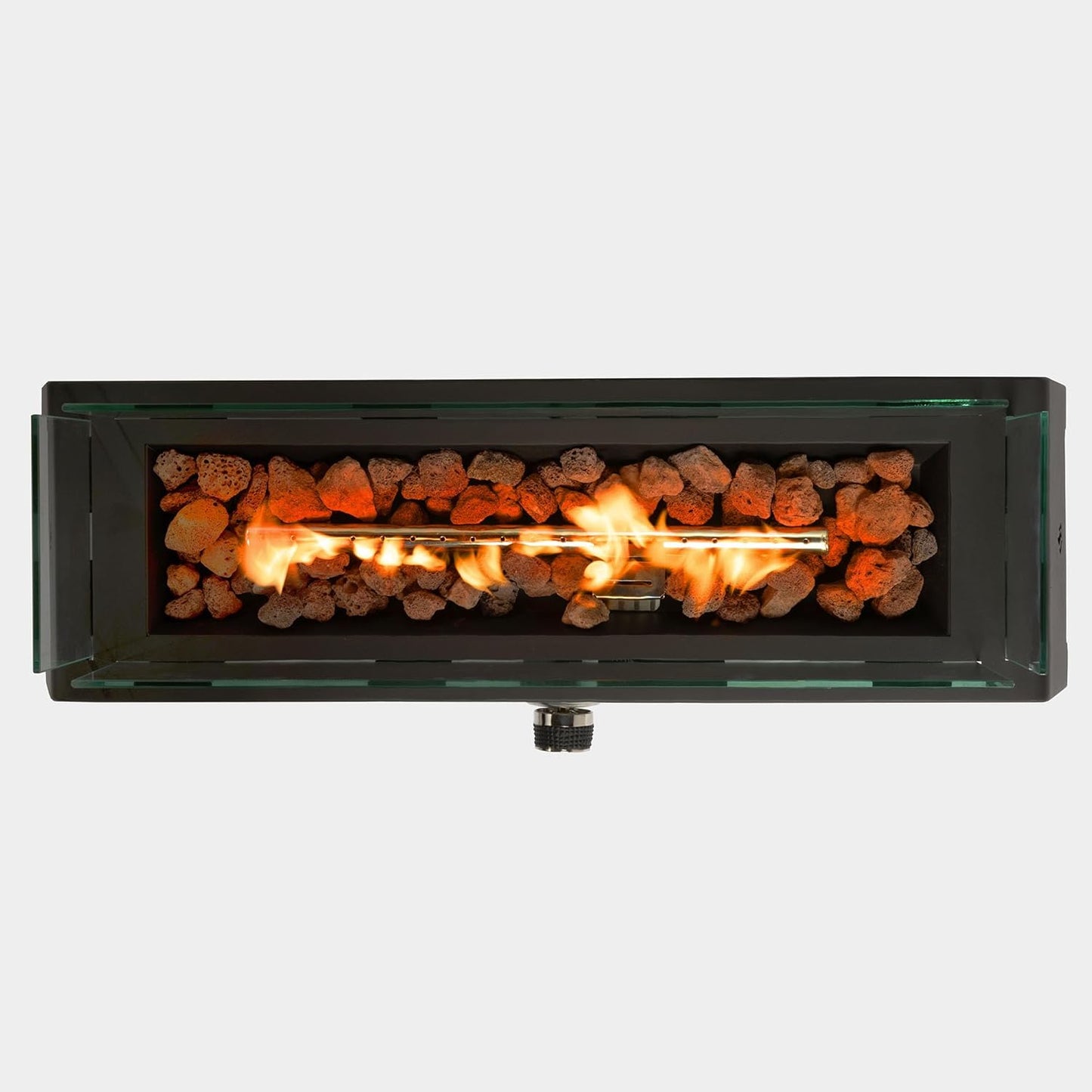 28" Tabletop Gas Fire Pit, 50,000 BTU Outdoor Propane Heater with Wind Guard & Volcanic Rocks, Steel Portable Fireplace for Patio, Garden, Balcony - Black