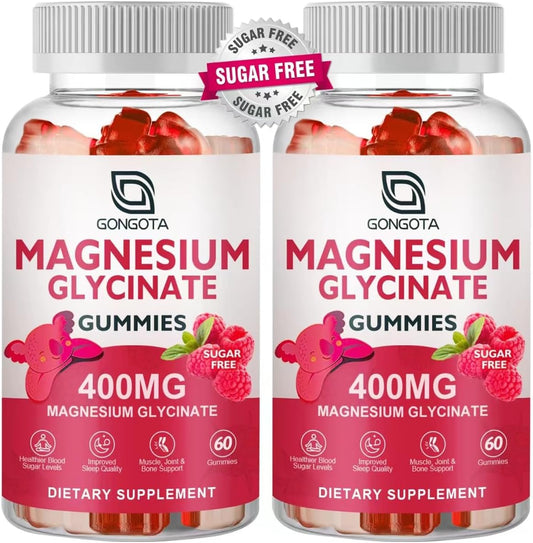 Magnesium Glycinate Gummies 400 mg with 100 mg Composite magnesium - Chelated Magnesium Potassium Supplement with Vitamin D, B6 Supports Calm, Sleep, Memory & Muscle Cramps,Sugar Free - 120 Gummies