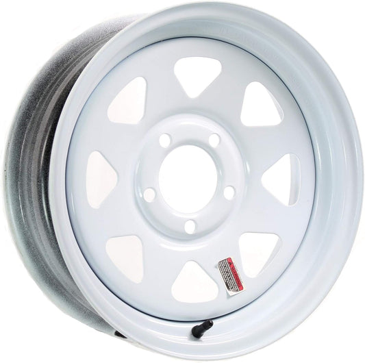 eCustomrim Trailer Rim Wheel 15" 15X6 5 Lug Hole Bolt Steel Highway Wheel White Spoke