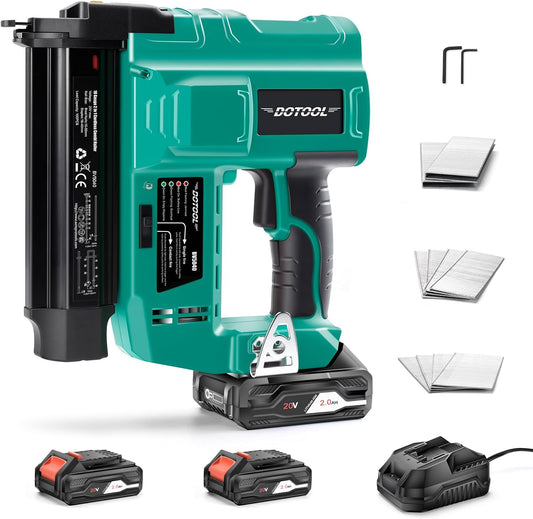 Cordless Nail Gun Battery Powered,2 in 1 Electric Nail Gun with 1000pcs 18 GA Nails, Brad Nailer with 20V 2.0A Batteries for Home Improvement & Woodworking