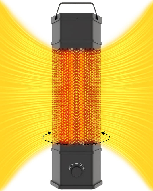 Cobuy Electric Patio Heater Outdoor Indoor Use, 360°All-round Heating, 1500W Infrared Tower Heater, Tip-Over & Overheat Protection Portable Space Heater for Large Room, Backyard, Home