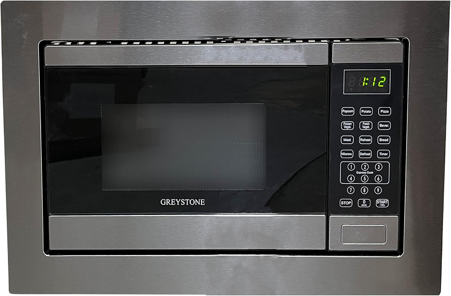 Greystone 0.9 Cubic Foot, Built-In Microwave, Digital Touchpad, LED Display, Includes Trim, Stainless Steel