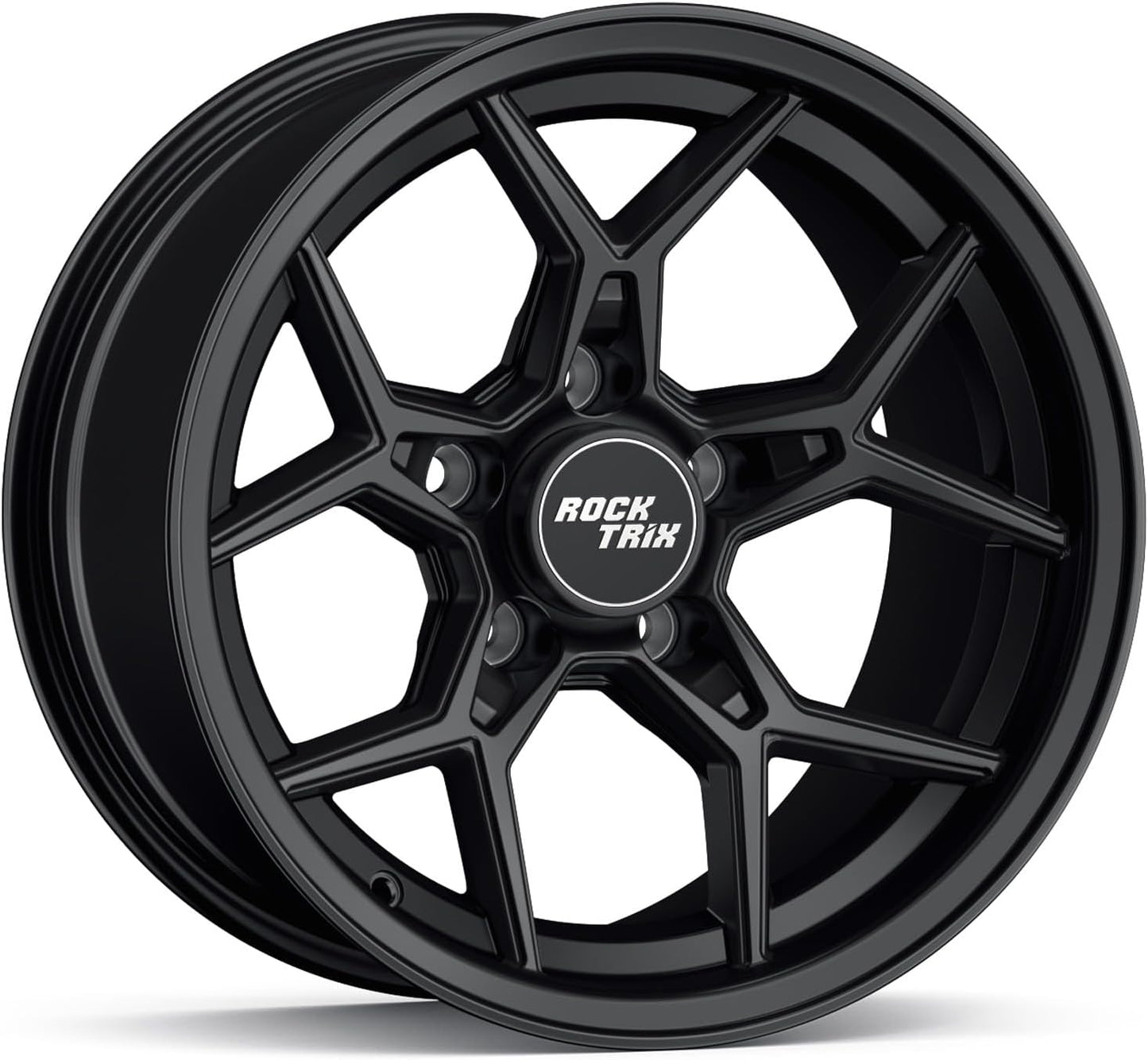 RockTrix RT105 15 inch Wheel Compatible with Jeep Wrangler YJ TJ 5x4.5 5x114.3 Bolt Pattern 15x8 (-19mm Offset, 3.75in Backspace) 71.5mm Bore Black, Also fits Cherokee XJ Grand Cherokee ZJ