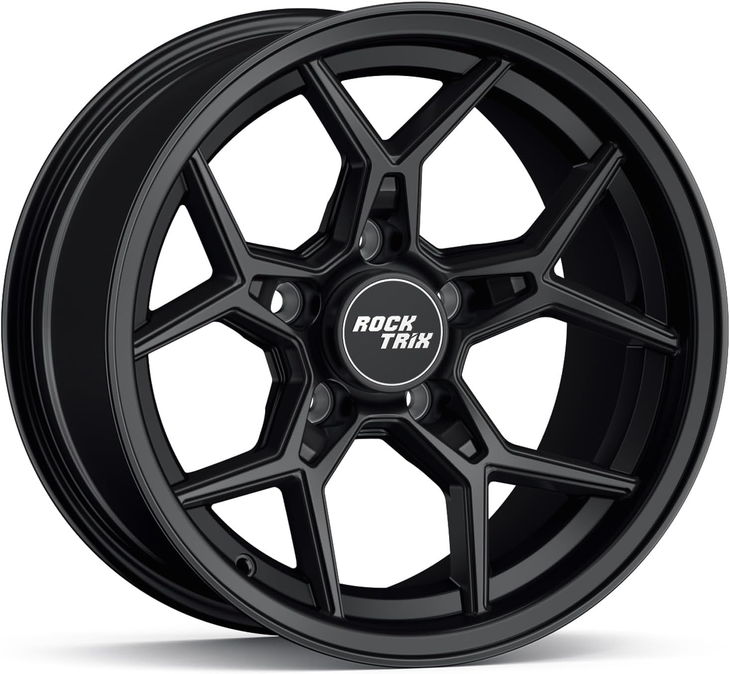 RockTrix RT105 15 inch Wheel Compatible with Jeep Wrangler YJ TJ 5x4.5 5x114.3 Bolt Pattern 15x8 (-19mm Offset, 3.75in Backspace) 71.5mm Bore Black, Also fits Cherokee XJ Grand Cherokee ZJ