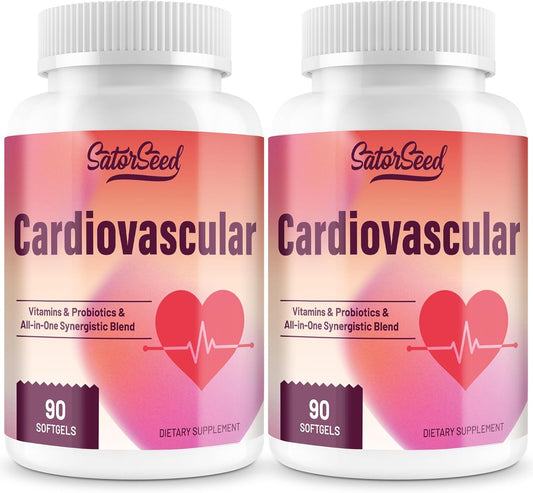 SatorSeed Cardiovascular Supplement 3000MG Multi-Vitamins, Probiotics, Omega-3 & CoQ10 Synergistic Blend for Adults (2 Bottle)