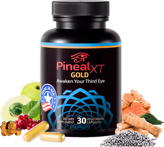 Nutraville Pineal XT Gold - Pineal Gland Supplement - Third Eye Awakening - Focus and Memory Supplement for Brain - 7 Powerful Ingredients Decalcify, Detox, and Activate Your Pineal Gland