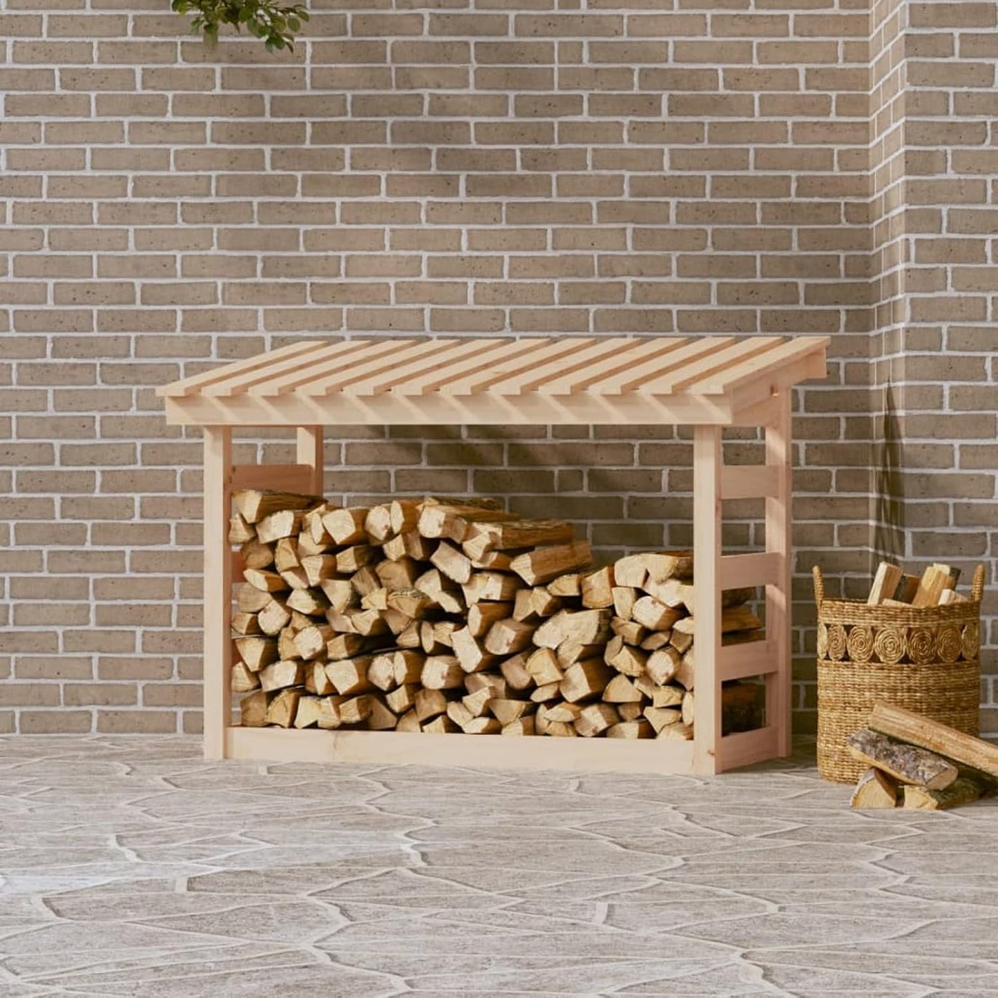 Firewood Rack 108x64.5x78 cm Solid Wood Pine, Firewood Log Rack, Firewood Storage Rack Shelf, Ventilation Metal Log Store Holder for Outdoor Indoor Wood Stand Set Log Rack Carrier,