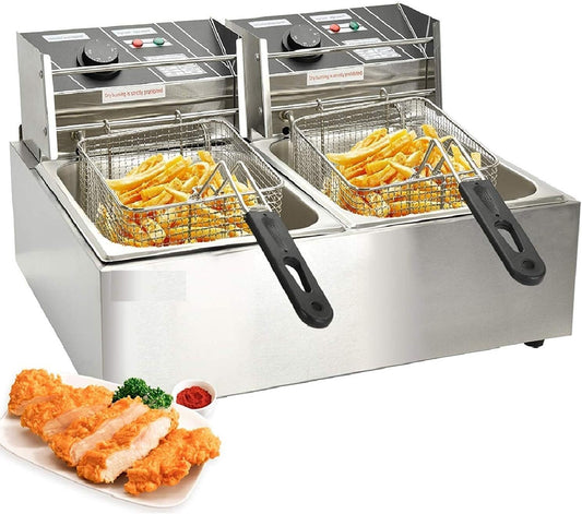 FROTH & FLAVOR Double Tank French Fries Deep Fryer 12 LTR