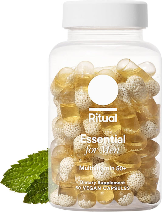 Ritual Multivitamin for Men 50+, Vegan, with Zinc, Vitamin A and D3 for Immune Function Support*, Omega-3 DHA, B12, K2, Gluten Free, Non-GMO, Mint Essenced, 30 Day Supply