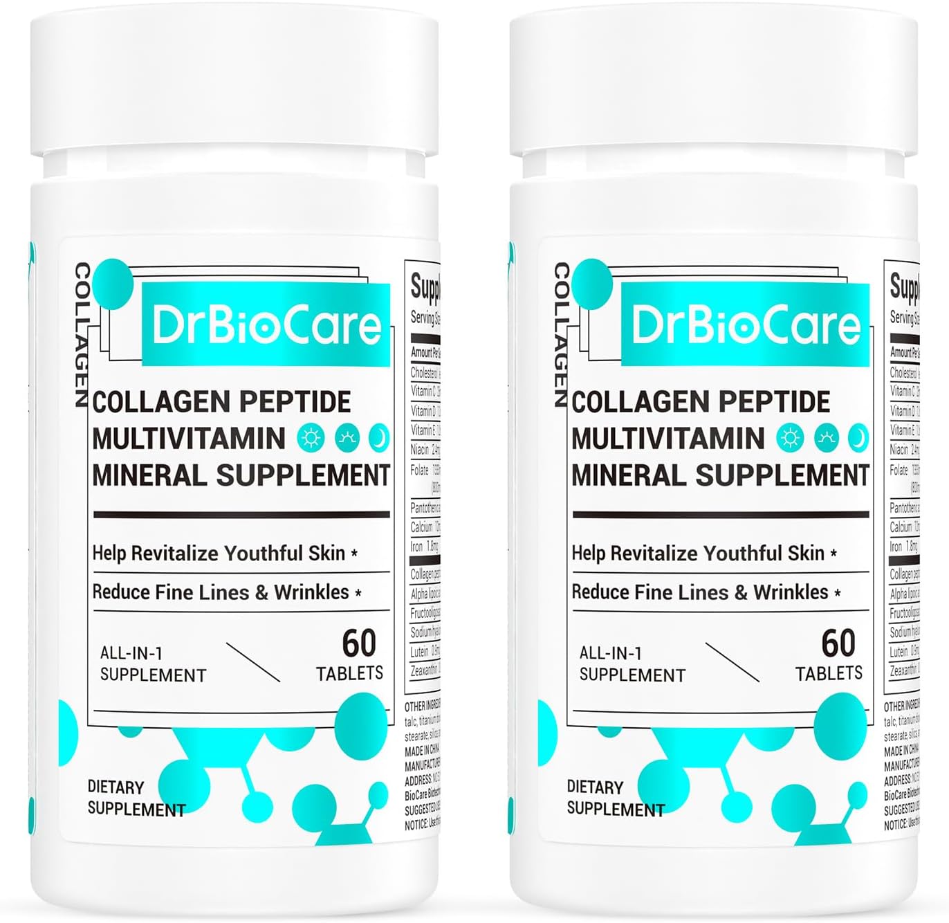 DrBioCare Collagen Peptides for Women, Beauty Vitamin & Mineral Supplement,Contains Vitamin D3, Probiotics for Women & Collagen Peptides,Vitamin E,Vitamin B Complex 120 Tablets
