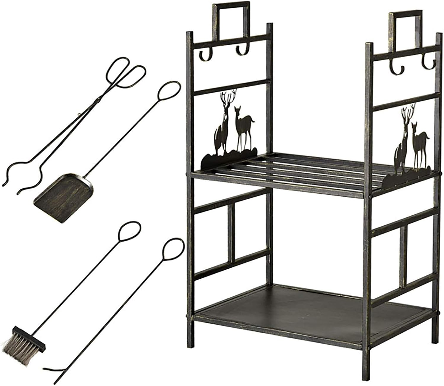 Large Firewood Shelf Wrought Iron Log Holder Wooden Storage Rack Indoor Outdoor Timber Holder Heavy Duty Timber Storage Firewood Storage