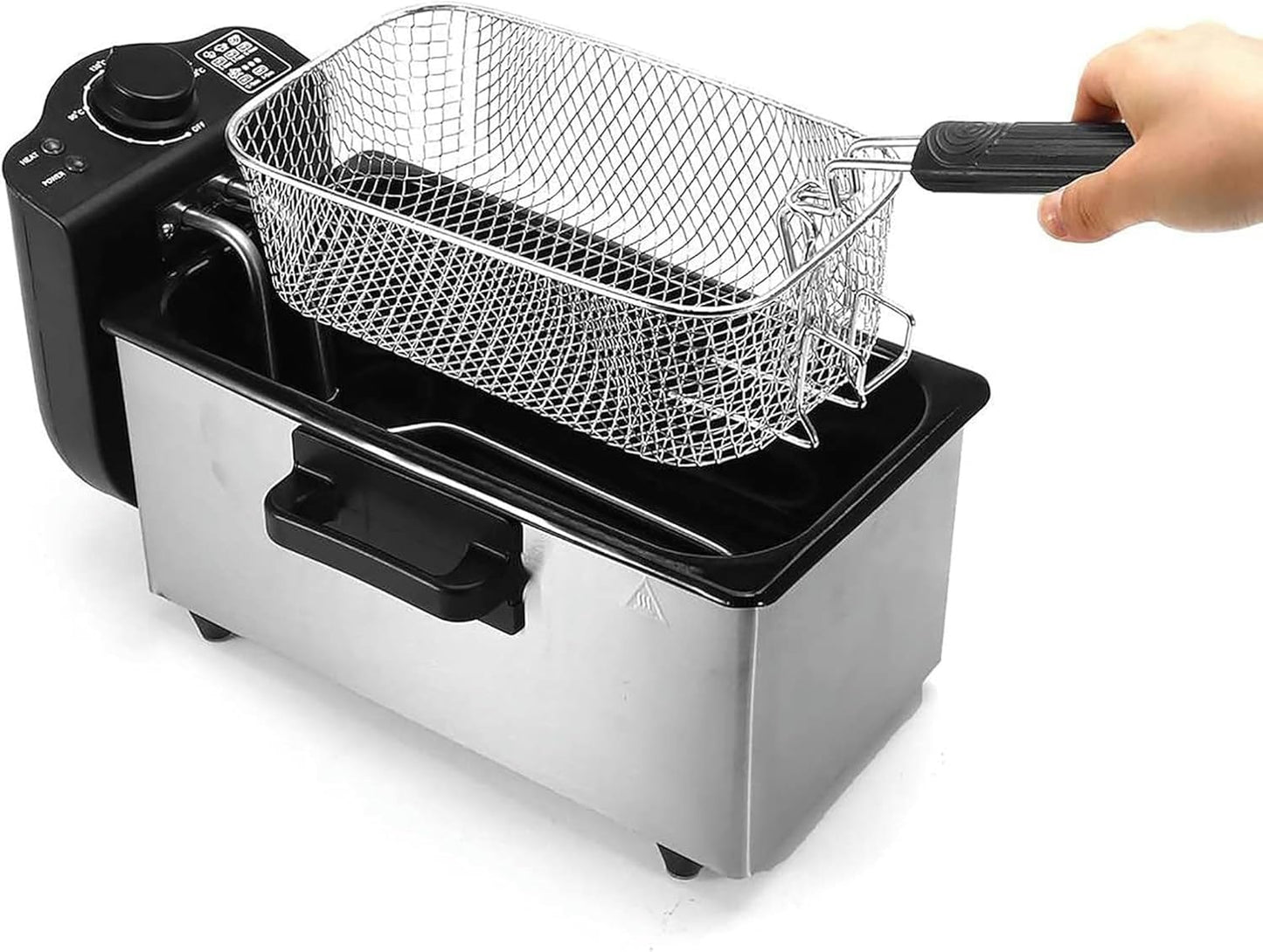 Stainless Steel Fryer, 3L Electric Deep Fat Fryers with Baskets, with Temperature Limiter, Removable and Easy Clean, for Fried Chicken, Shrimp, French Fries, Chips & More