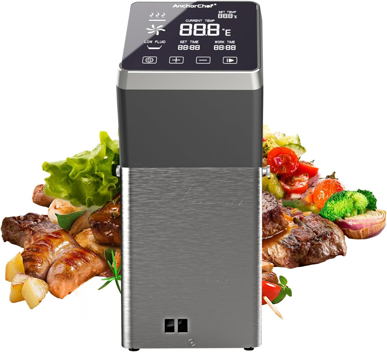 AnchorChef Immersion Circulator, Commercial Restaurant Sous Vide Machine，Large capacity sous vide, Fast-Heating，Sous vide cooker 1400W，With large Touchscreen Accurate Temperature Timer (110V)
