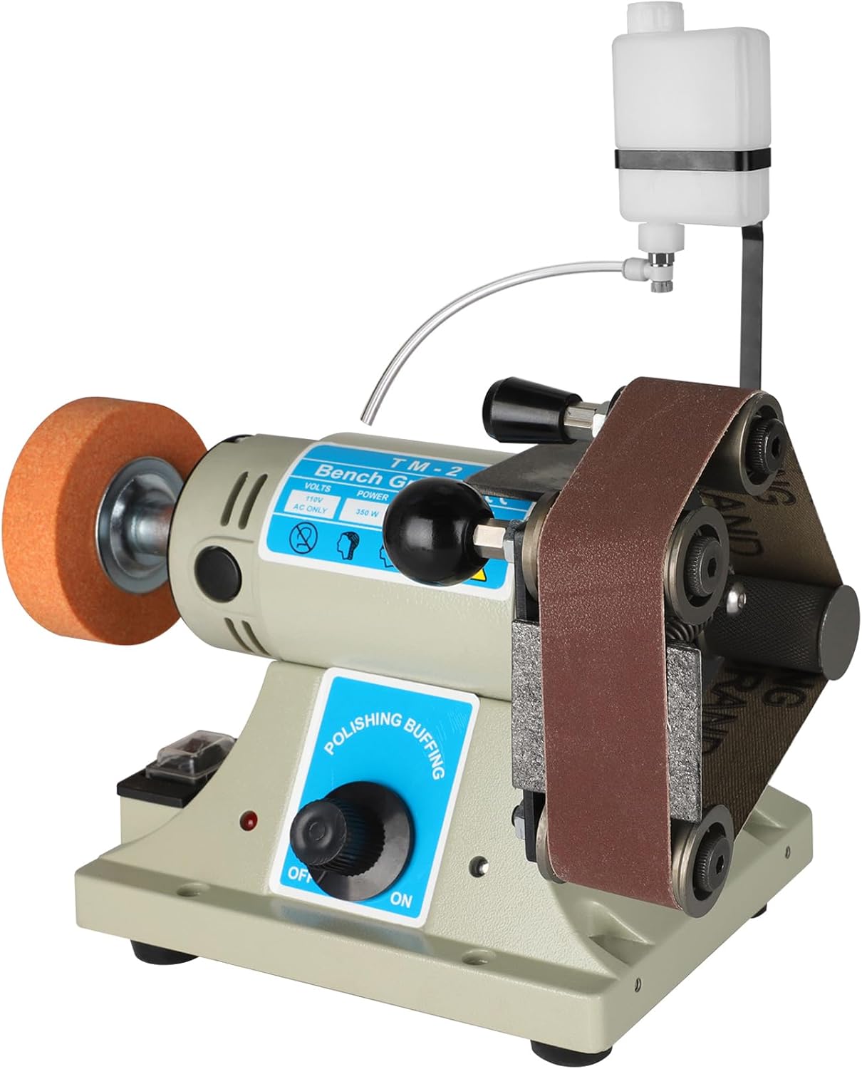 110V Wet Belt Sander for Metal Working, 350W Rock Polisher, 0-10000RPM Adjustable Power Belt Sanders for Woodworking tools, Bench Sharpening, Knife Grinding and DIY Projects