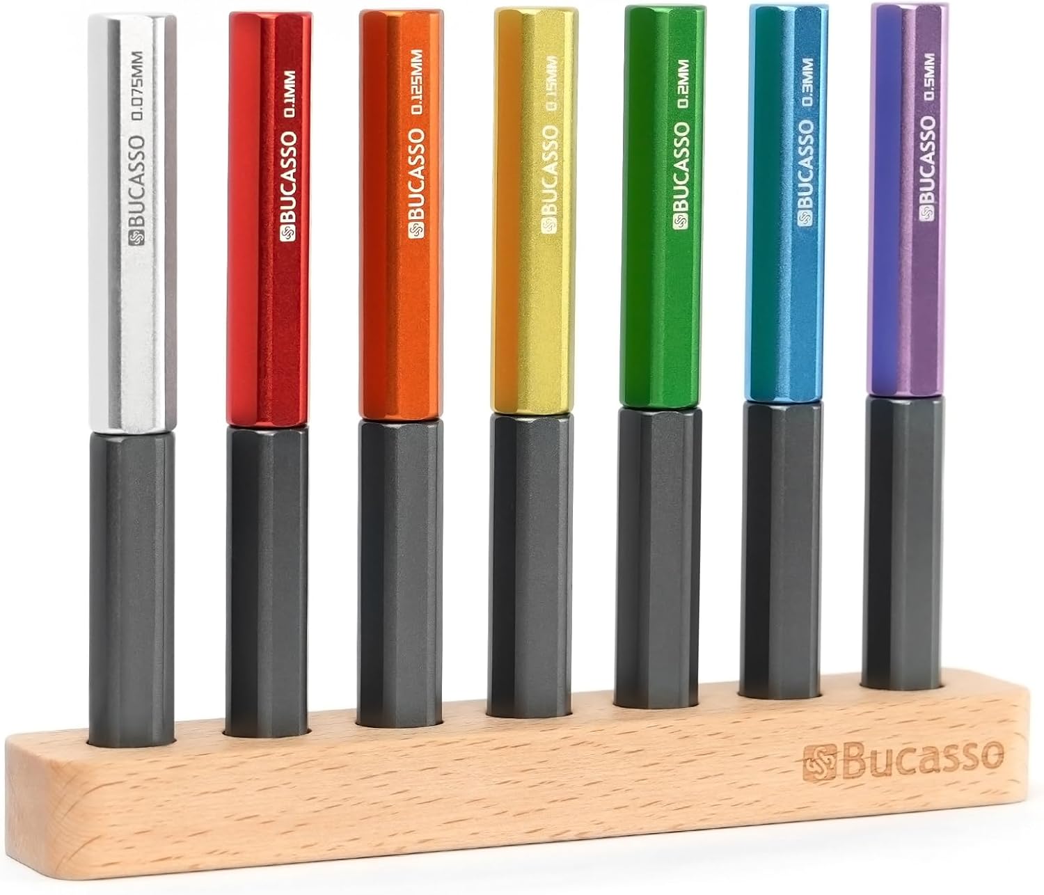 Model Scriber, 7-Piece Tungsten Steel Blade Scribing Tool Set 0.075/0.1/0.125/0.15/0.2/0.3/0.5mm, with Wooden Stand for Modeling Hobby, RG Scale Model, Gundam Model Kit, Plastic Models