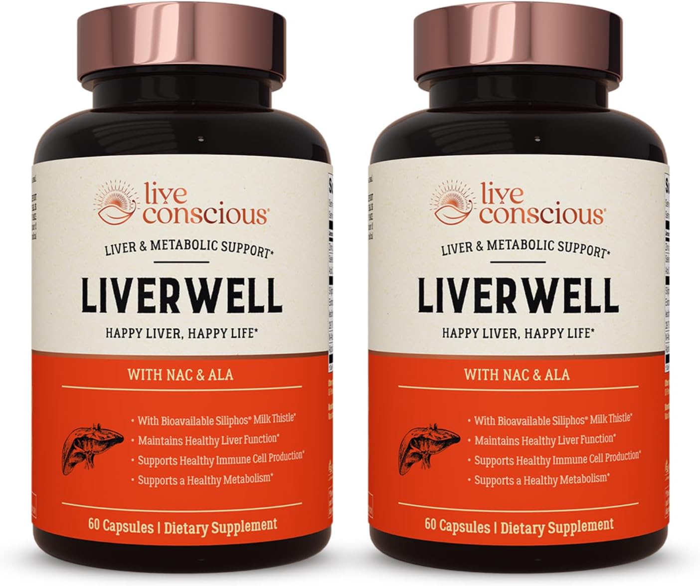 LiverWell Liver Cleanse, Rejuvenation, Metabolic Support - Liver Supplement for Liver Health w\/Highly Bioavailable Milk Thistle Extract, N-Acetyl Cysteine, Alpha Lipoic Acid, Zinc, Selenium - 2 Pack