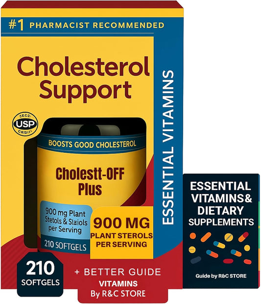 Nature Cholesterol Off Plus 210 Softgels 900mg Plant Sterols + Better Guide Vitamins Supplements by R&C Store - Take 2 Softgels Twice Daily