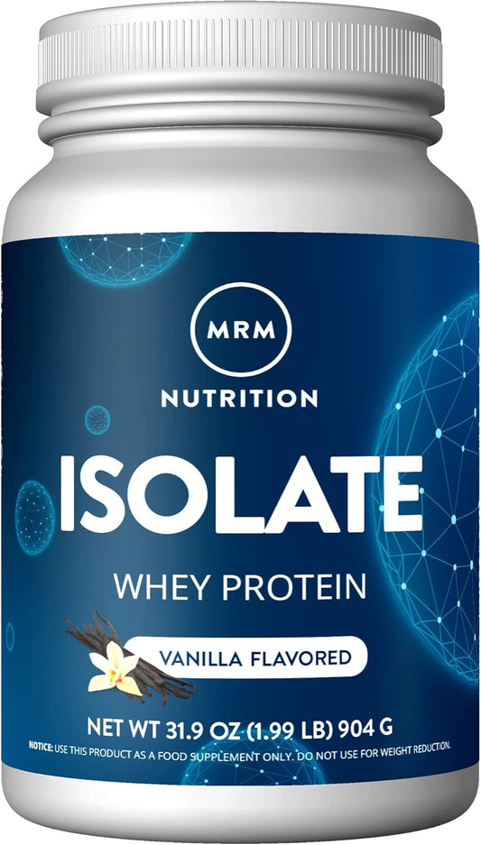 MRM Nutrition Isolate Whey Protein | Vanilla Flavored | 24g Protein | Added BCAAs + Glutamine | with Digestive Enzymes | Hormone + Antibiotic Free | 29 Servings