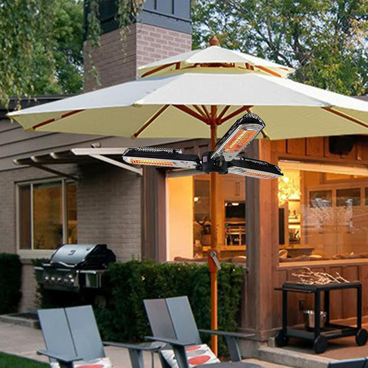 Electric Patio Umbrella Heater,Outdoor Waterproof Ip34 Height Adjustable Courtyard Heater 3 Power Settings with Heating Panels Best Choice for Indoor and Outdoor,1500w