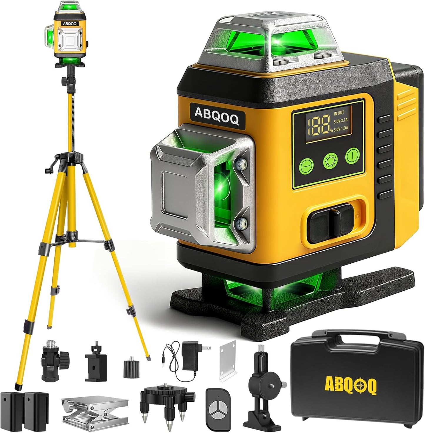 Laser Level - Laser Level 360 Self Leveling with Tripod, 4 x 360 Lazer Leveler Tool Green Line Laser for Ground Leveling, 16 Line Laser Level for Picture Hanging, Measuring, Construction