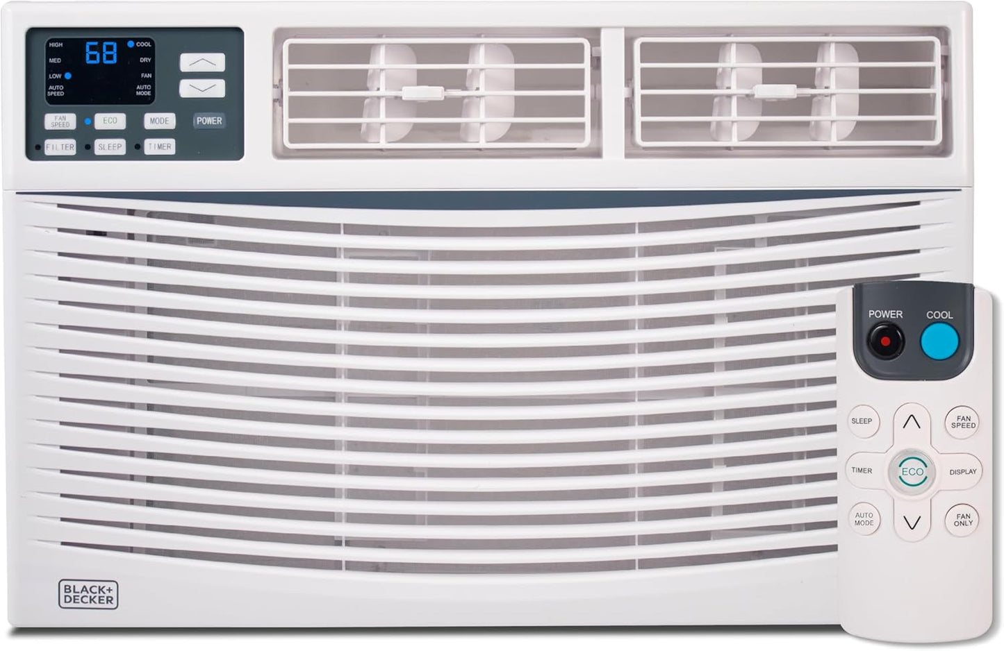 BLACK+DECKER Window Air Conditioner 14000 BTU, AC Window Unit Cools Up to 700 Square Feet, Window AC Unit with Remote Control, 3 Cooling Speeds and Fan Only Function, BWAC14WTB, White
