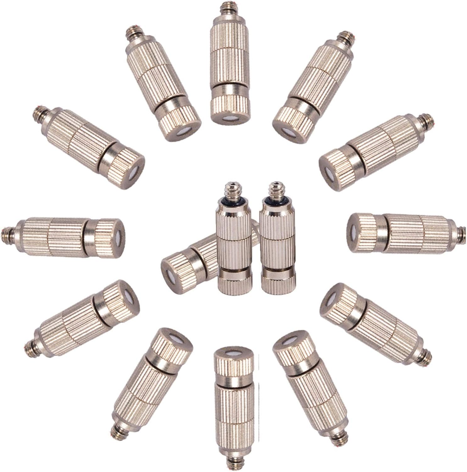 Pfeilzieher 80pcs Brass misting Nozzle kit for Cooling System high Pressure 3 16 Threaded Mister nozzles Anti drip fogging Spray Head for Landscaping air humidification Brushed Nickel Size 0 15mm