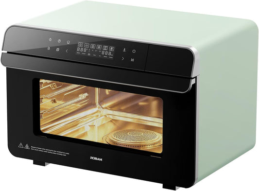 ROABM Toaster Oven Air Fryer Combo R-BOX Green, 23QT Countertop Convection Steam Oven, Rapid Steam, Bake, Air Fry, Broil, Dehydrate, Defrost, Ferment, Steam Self-Clean, Touchscreen Control