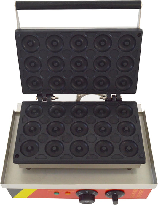 Mini Donut Maker Machine Electric Doughnut Baker Machine Snack Maker 15pcs 1.85inch Outer Diameter for Restaurants Dessert Shops Schools Home 1750W